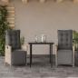 Preview: ARDEBO.de - 3-tlg. Garten-Essgruppe mit Kissen Hellgrau Poly Rattan