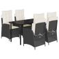Preview: 5-tlg. Garten-Essgruppe mit Kissen Schwarz Poly Rattan