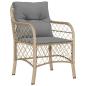 Preview: 5-tlg. Garten-Essgruppe mit Kissen Beigemischung Poly Rattan