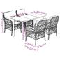 Preview: 5-tlg. Garten-Essgruppe mit Kissen Beigemischung Poly Rattan