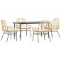 Preview: 5-tlg. Garten-Essgruppe mit Kissen Braun Poly Rattan Glas