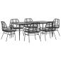 Preview: 7-tlg. Garten-Essgruppe mit Kissen Schwarz Poly Rattan Glas