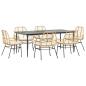 Preview: 7-tlg. Garten-Essgruppe mit Kissen Braun Poly Rattan Glas