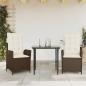 Preview: ARDEBO.de - 3-tlg. Garten-Essgruppe mit Kissen Braun Poly Rattan