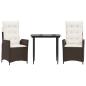 Preview: 3-tlg. Garten-Essgruppe mit Kissen Braun Poly Rattan