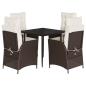 Preview: 5-tlg. Garten-Essgruppe mit Kissen Braun Poly Rattan