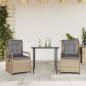 Preview: ARDEBO.de - 3-tlg. Garten-Essgruppe mit Kissen Beige Poly Rattan