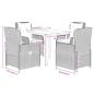 Preview: 5-tlg. Garten-Essgruppe mit Kissen Hellgrau Poly Rattan