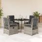 Preview: ARDEBO.de - 5-tlg. Garten-Essgruppe mit Kissen Grau Poly Rattan