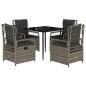 Preview: 5-tlg. Garten-Essgruppe mit Kissen Grau Poly Rattan