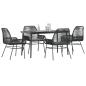 Preview: ARDEBO.de - 5-tlg. Garten-Essgruppe mit Kissen Schwarz Poly Rattan Glas