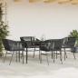 Preview: 5-tlg. Garten-Essgruppe mit Kissen Schwarz Poly Rattan Glas