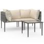 Preview: 3-tlg. Garten-Lounge-Set mit Kissen Grau Poly Rattan