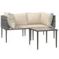 Preview: 3-tlg. Garten-Lounge-Set mit Kissen Grau Poly Rattan