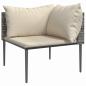 Preview: 3-tlg. Garten-Lounge-Set mit Kissen Grau Poly Rattan