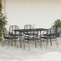 Preview: 7-tlg. Garten-Essgruppe mit Kissen Schwarz Poly Rattan Glas
