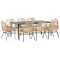 Preview: ARDEBO.de - 9-tlg. Garten-Essgruppe mit Kissen Braun Poly Rattan Glas