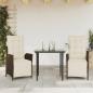Preview: ARDEBO.de - 3-tlg. Garten-Essgruppe mit Kissen Braun Poly Rattan
