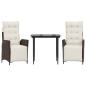 Preview: 3-tlg. Garten-Essgruppe mit Kissen Braun Poly Rattan
