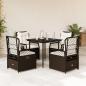 Preview: ARDEBO.de - 5-tlg. Garten-Essgruppe mit Kissen Braun Poly Rattan