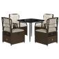 Preview: 5-tlg. Garten-Essgruppe mit Kissen Braun Poly Rattan