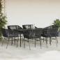 Preview: 7-tlg. Garten-Essgruppe mit Kissen Schwarz Poly Rattan Glas