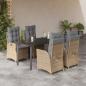 Preview: ARDEBO.de - 5-tlg. Garten-Essgruppe mit Kissen Beige Poly Rattan