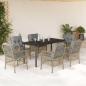 Preview: ARDEBO.de - 7-tlg. Garten-Essgruppe mit Kissen Beigemischung Poly Rattan