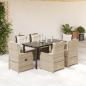 Preview: ARDEBO.de - 7-tlg. Garten-Essgruppe mit Kissen Beige Poly Rattan