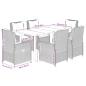 Preview: 7-tlg. Garten-Essgruppe mit Kissen Beige Poly Rattan
