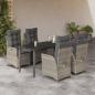Preview: ARDEBO.de - 5-tlg. Garten-Essgruppe mit Kissen Hellgrau Poly Rattan