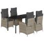 Preview: 5-tlg. Garten-Essgruppe mit Kissen Hellgrau Poly Rattan