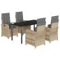 Preview: 5-tlg. Garten-Essgruppe mit Kissen Beigemischung Poly Rattan