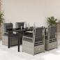 Preview: ARDEBO.de - 5-tlg. Garten-Essgruppe mit Kissen Hellgrau Poly Rattan