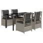 Preview: 5-tlg. Garten-Essgruppe mit Kissen Hellgrau Poly Rattan