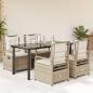 Preview: ARDEBO.de - 5-tlg. Garten-Essgruppe mit Kissen Beige Poly Rattan