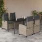 Preview: ARDEBO.de - 5-tlg. Garten-Essgruppe mit Kissen Hellgrau Poly Rattan