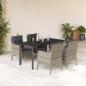 Preview: ARDEBO.de - 5-tlg. Garten-Essgruppe mit Kissen Hellgrau Poly Rattan