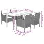 Preview: 5-tlg. Garten-Essgruppe mit Kissen Hellgrau Poly Rattan