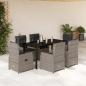 Preview: ARDEBO.de - 7-tlg. Garten-Essgruppe mit Kissen Hellgrau Poly Rattan