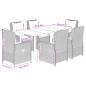 Preview: 7-tlg. Garten-Essgruppe mit Kissen Hellgrau Poly Rattan