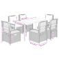 Preview: 7-tlg. Garten-Essgruppe mit Kissen Hellgrau Poly Rattan