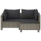 Preview: 3-tlg. Garten-Lounge-Set mit Kissen Grau Poly Rattan