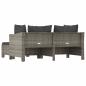 Preview: 3-tlg. Garten-Lounge-Set mit Kissen Grau Poly Rattan