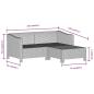 Preview: 3-tlg. Garten-Lounge-Set mit Kissen Grau Poly Rattan