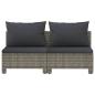 Preview: Gartensofa 2-Sitzer mit Kissen Grau Poly Rattan