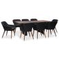 Preview: ARDEBO.de - 9-tlg. Garten-Essgruppe mit Auflagen Poly Rattan Schwarz