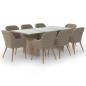 Preview: 9-tlg. Garten-Essgruppe Poly Rattan Braun