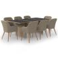 Preview: 9-tlg. Garten-Essgruppe Poly Rattan Braun