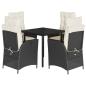 Preview: 5-tlg. Garten-Essgruppe mit Kissen Schwarz Poly Rattan